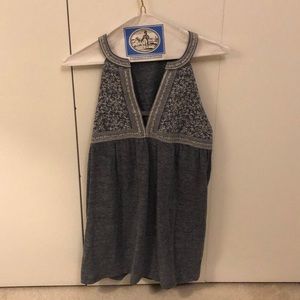 Light gray/blue and white embroidered tank top-M